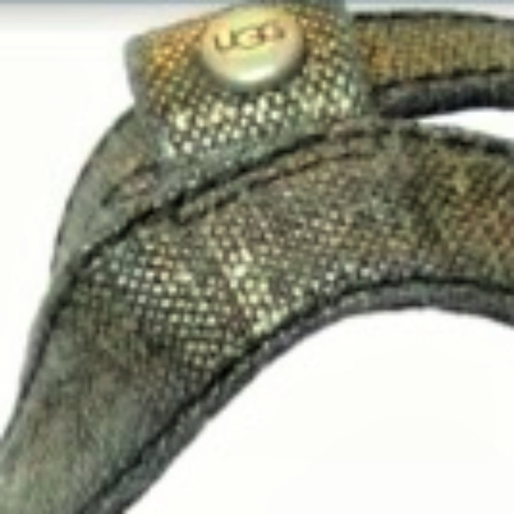 UGG Black Metallic Linen Wedge Sandals - Picture 8 of 8